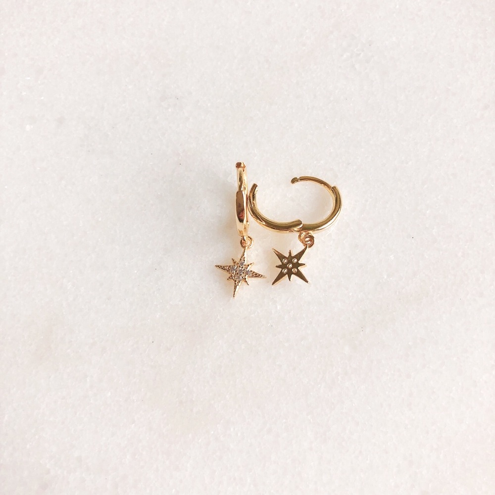 COPY - S925 silver star hoop earrings